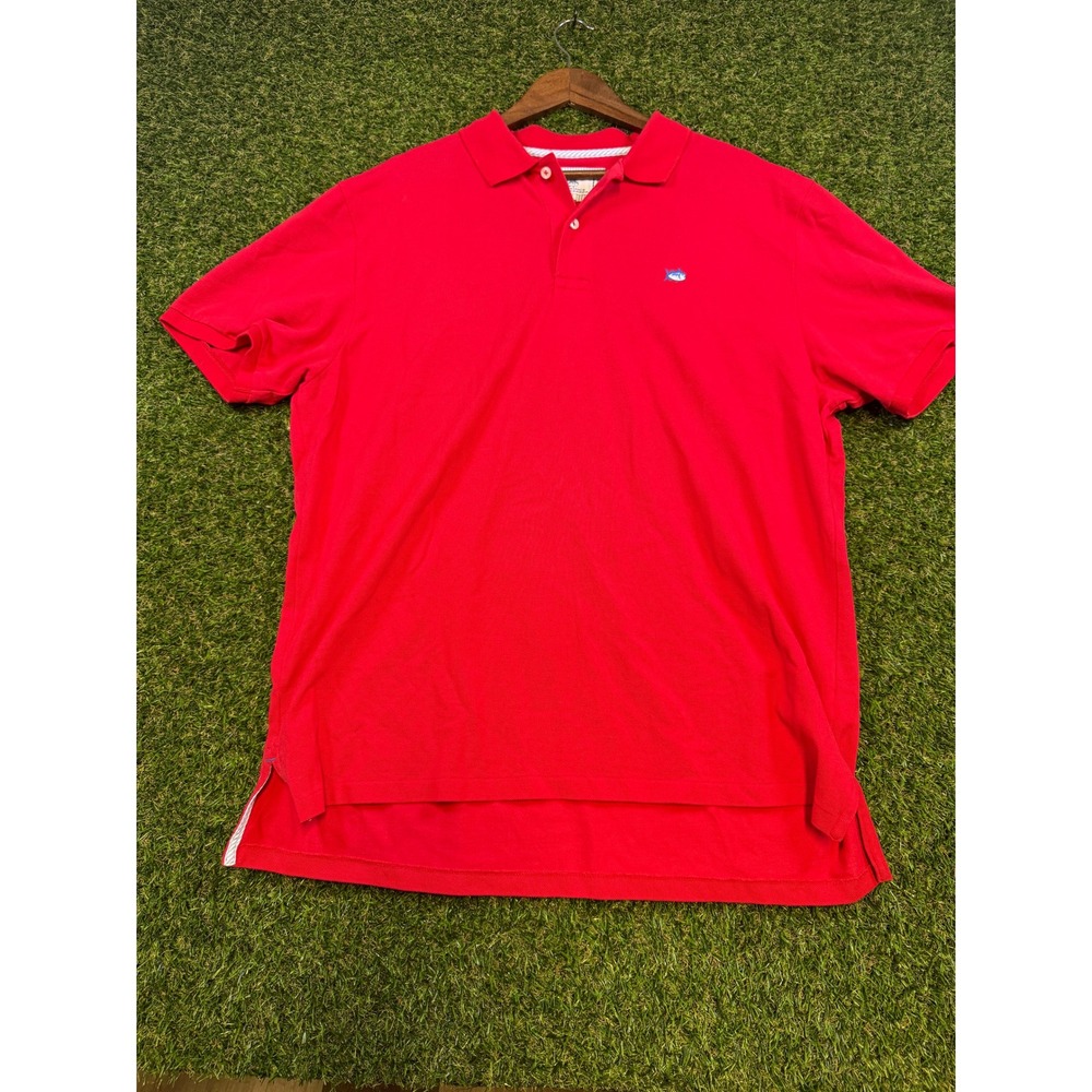Southern Tide Mens XL Red Skipjack Short Sleeve Pique Polo Shirt Cotton Blend